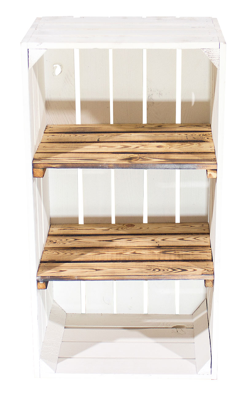 Weiß geflammte schmale Regalkiste 68x40x31cm Weiß geflammte schmale Regalkiste 75x40x31cm