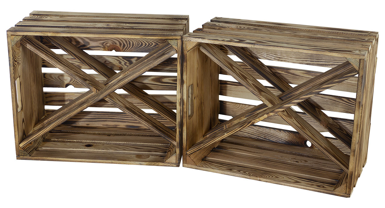 Geflammte Kiste JOHX als Flaschenregal 50x40x23cm