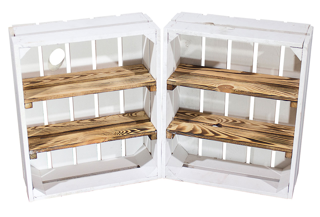 Regalkiste flach mit 2 geflammten Mittelbrettern 50x40,5x16cm Regalkiste flach mit 2 geflammten Mittelbrettern 50x40,5x16cm