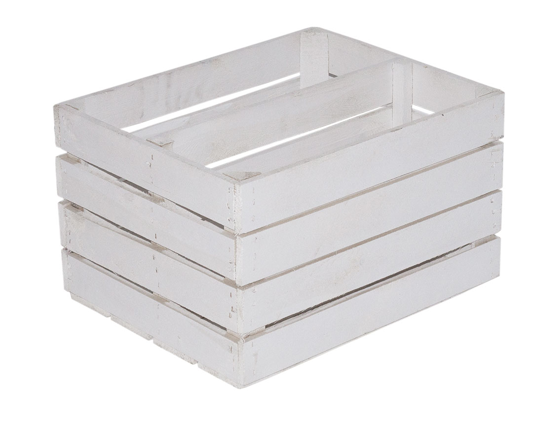 Weiße Kiste mit Mittelbrett "längs" 50x40x30cm