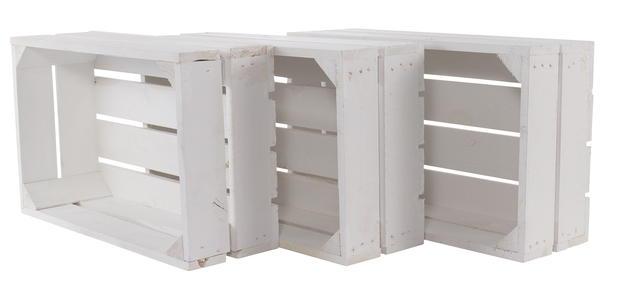 4x Kleine weiße Holzkiste ohne Mittelbrett